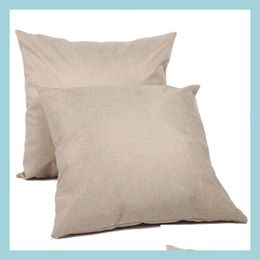 Pillow Case Sublimation Plain Burlap Cushion Er 18X18 Inches Natural Poly Linen Diy Home Sofa Throw Drop Delivery Garden Textiles Be Dhuic