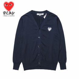 Designer Men's Sweaters CDG Play Com Des Garcons White Heart Women's Cardigan Sweater Button Wool Blue V Neck Size XL