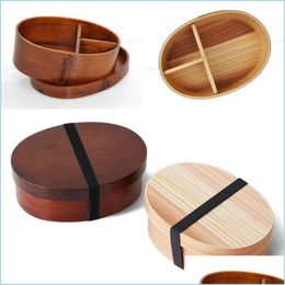 Bento Boxes Japanese Wooden Lunch Box Natural Sushi Cam Food Container Single Layer Drop Delivery Home Garden Housekee Organization Dhezw