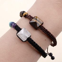 Charm Bracelets Tiger Eye Stone 7 Chakra Weave Bangles Yoga Balance Beads Buddha Prayer Elastic Bracelet Women Men Pulseira Masculina