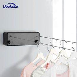 Other Home Storage Organization DOOKOLE Retractable Clothesline Laundry Line with Adjustable Stainless Steel Double Rope Wall Mounted Space Saver Drying 230330