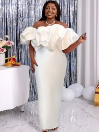 Plus size Dresses Size Tube Top Party White Off Shoulder Sleeveless Pleated Robes Evening Wedding Outfits Fall Birthday Gowns 230330