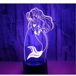 Night Lights 3D LED Light Mermaid With 7 Colors For Home Decoration Lamp Amazing Visualization Optical Illusion Awesome