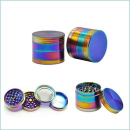 Accessories Rainbow Colour Herb Grinder 4Layer 40/50/60Mm In Diameter Metal Zinc Alloy Crusher Smoking Hand Mler Tobacco Drop Deliver Dhxsq
