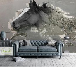 Wallpapers Bacal Custom 3D Po Wallpaper Mural Papel De Parede Stereo Relief White Horse Abstract Oil Painting Wall Paper For Living Room