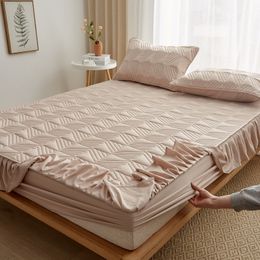 Bed Skirt Nordic Bedding Beddress Luxury Bed Cover Lace King Ruffle Wrap Easy Fit Thick Quilted Bed Skirt Mattress Cover Bed Decorate 230330