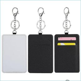 Party Favor Sublimation Keychain Wallet Holder Sundries Pu Leather Id Badge Card Holders Blocking Pocket For Offices School Driver L Dhyv8