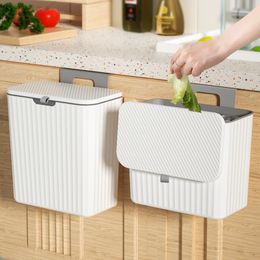 Waste Bins 7L wall mounted kitchen trash can large capacity kitchen trash can with lid bathroom cabinet door hanging trash can 230330