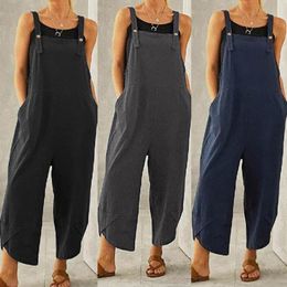 Women's Jumpsuits Rompers Women's loose shoulder strap jumpsuit Summer casual wide leg pants Fashion jumpsuit Solid Colour loose women's shoulder strap 230330