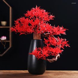 Decorative Flowers Chinese Style Artificial Tree Plants Bonsai Desktop Decoration Pine Greeting Guests Fake Greenery Home Accessories