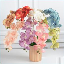 Decorative Flowers Wreaths Artificial Butterfly Orc Silk Flower Bouquet Phalaenopsis Home Decor Fashion Diy Living Room Ar Dhdj0