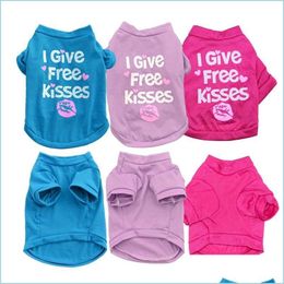 Dog Apparel Pets Coats Pet Cat Clothes Summer I Give Kisses Style Pupppy Doggy T Shirt Vest Girl Drop Delivery Home Garden Supplies Dhzex