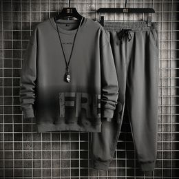 Men's Tracksuits Men's Clothing 2-Piece Set Winter Autumn Men's Running Wear Men's Running Wear Patch Work Wear Sweatshirt Jogging Set 230330