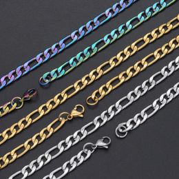 Chains Never Fade 7mm 316L Stainless Steel Hip Hop Cuban Figaro Chain Necklace 7BEADS Women Men Rapper Jewellery Basic