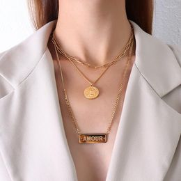 Pendant Necklaces Ancient Greek Myth Medusa Woman Necklace Round Coin Girl Retro Clavicle Chain Titanium Steel Personality Jewellery