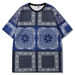 Men's T Shirts Mens Bandana Paisley Print Shirt Unisex Short Sleeve 2023 Summer Oversized T-shirt O-neck Loose Tops Tees