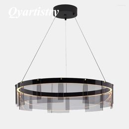 Pendant Lamps Led Chandelier Iron Art Glass Ring Hanging Living Room Dining Bedroom Suspension Lighting Fixtures Lights