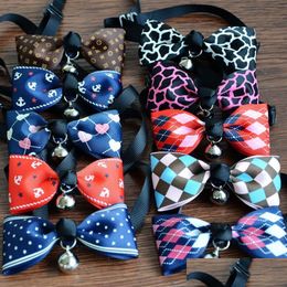 Dog Apparel Mti Colours Lovely Bow Cats Tie Dogs Bowtie Collar Pet Supplies Bell Necktie 1Pcs Drop Delivery Home Garden Dh9Tk