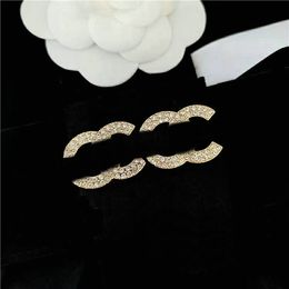 Designer Stud Earrings Brand C Letters Crystal Rhinestone Earring Fashion Women Wedding Party Jewelry