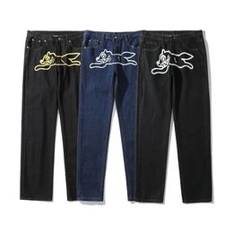 Mens Jeans Flying Dog Print Men Baggy Vintage Y2K Hip Hop Straight Denim Cargo Pants Loose Streetwear Neutral Harajuku Wash Trousers 230330