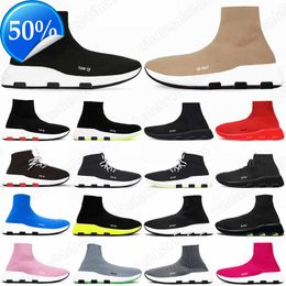 2023 Speed sock shoes for men women Graffiti Beige Black casual designer platform sneakers Clear Sole Lace-up White GAI mens womens outdoor trainers walking jogging