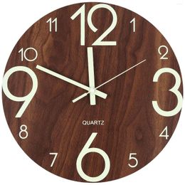 Wall Clocks Luminous Clock 12 Inch Wooden Silent Non-Ticking Kitchen With Night Lights For Indoor/Outdoor Living Room Be
