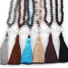 Pendant Necklaces MOODPC Fashion Bohemian Tribal Artisan Jewellery Druzy Stone White Crystal Connect Tassel Women Necklace