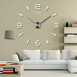 Wall Clocks Large Wall Clock Quartz 3D DIY Large Table Decoration Kitchen Clock Acrylic Mirror Sticker Large Wall Clock Home Letter Decoration 230329