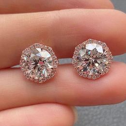 Geometric Stud Earring Rose Gold Filled Jewellery Engagement Wedding Earrings for Women Bridal Party Bijou