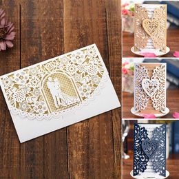 5PC Greeting Cards Wedding Invitation Laser Cut Cutout Valentine's Day Holiday Decoration Party Supplies Y2303