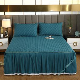 Bed Skirt Solid color non-slip bedding hats mattress protectors cotton sheets single sheets double white 230330