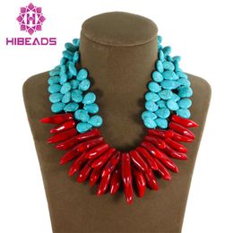 Chains Latest Fashion Double Rows Teardrop 13 15mm Stone Necklace Natural Red Coral Pendant Christmas Wedding Gift TN070