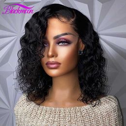 Synthetic Wigs Water Wave Lace Front Wigs for Women Brazilian Closure Bob Wig 13x4 Transparent Frontal Short Human Hair Pre Plucked 230227