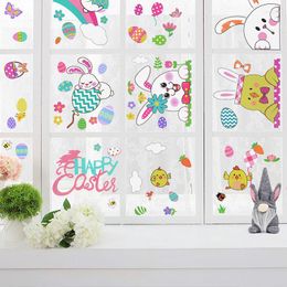 Wall Stickers Easter Window PVC Decals Bathroom Glass Sticker 2023 Happy Party Decoration Home Living Room Decor