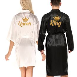 Men's Robes Wedding Queen King Rob Men's Satin Matching Couple Kimono Valentine's Day Anniversary Gift Bridal Party Bride and groom Rob 230330