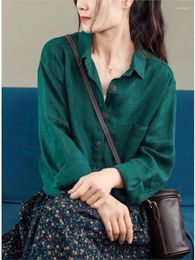 Women's Blouses Women Flax Shirt Spring Autumn The Four Seasons Casual Slim-type Tops Female 2023 Turn-down Collar Button