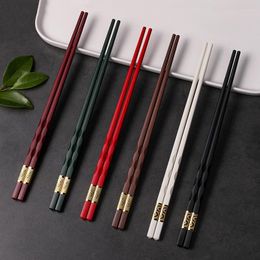 Chopsticks 6 Pairs Alloy High Grade Threaded Gold Sanye Household El Tableware Japanese Family Anti-skid