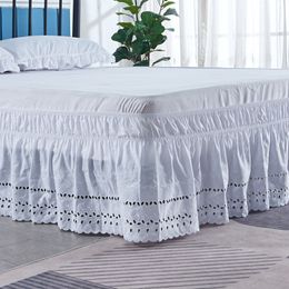 Bed Skirt Fine craftsmanship - 15 high gauge inch pleated bedding pleated embroidery durable gorgeous white absolutely faded fabric 230330