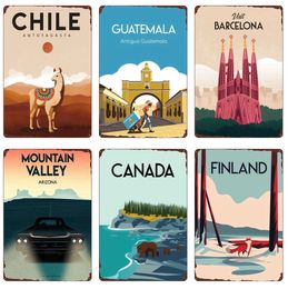 Retro Landscape Travel Metal Tin Sign City Scenery Art Poster Home Bar Cafe Farmhouse Wall Decor Plate 30X20cm W03