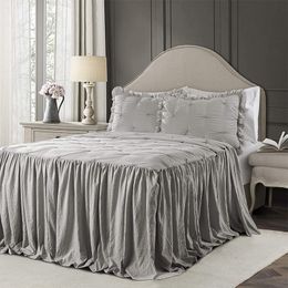 Bed Skirt King bed plain weave Korean style bed cotton bed three piece bed lotus leaf lace bed pillow case 230330