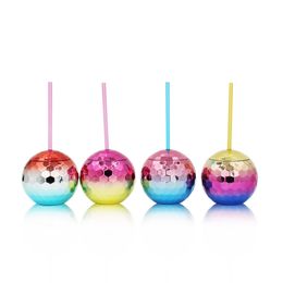 Disco Flash Ball Cocktail Cups For Nightclub Bar Party Flashlight Straw Wine Glass Drinking Syrup Juices Bottle 600ml RRA