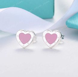 Üç Lüks 925 Küpe Bayan Tasarımcısı Yeni Klasik Şeftali Kalp Renk Emaye Lüks Takı Sevgililer Günü Hediye Box G23 ile Toptan Satış