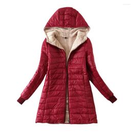 Women's Jackets Stylish Female Outwear Long Sleeves Autumn Winter Mid-length Jacket Plush Lining Thermal Women Coat Clothing
