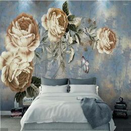 Wallpapers 3D Retro Flower Wallpaper Mural Stereo Wall Paper Living Room Home Decor Printed Po Floral Murals