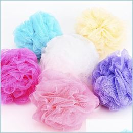 Bath Brushes Sponges Scrubbers 20G Shower Sponge Pouffe Loofahs Nylon Mesh Brush Ball Spa Mas Scrubber Balls Drop Delivery Home Gar Dhf3Q