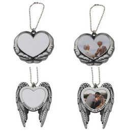 Sublimation Car Charm Pendants Party Favour Valentine's Day Ornament Heart in Hands Blanks for Heat Press ss0330