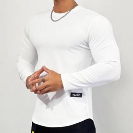 Men's T Shirts Fashion Long Sleeve T-Shirt Men Casual Skinny Tees Gym Fitness Bodybuilding Workout Slim Fit Tee Tops Male Run Training