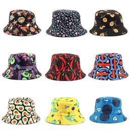 HBP New Wide Brim 2022 Printed Panama Hats for Men Japanese Outdoor Sunshade Fisherman Caps Travel Beh Cute Double-sided Bucket Hat P230327