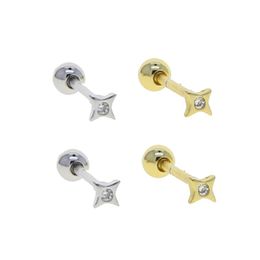 Stud Earrings Delicate 925 Sterling Silver Mini Cute Geometry Star Shape Charm With Clear CZ Paved Women Fashion Party JewelryStud