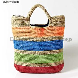 Totes Fashion Crochet Summer Beach Bags Colourful Straw Bag Tasselled Women Travel Handmade Handbags girl tote bag 033023H